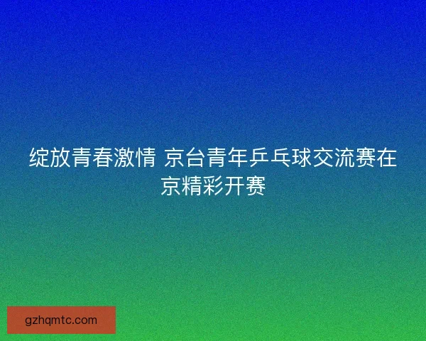 绽放青春激情 京台青年乒乓球交流赛在京精彩开赛