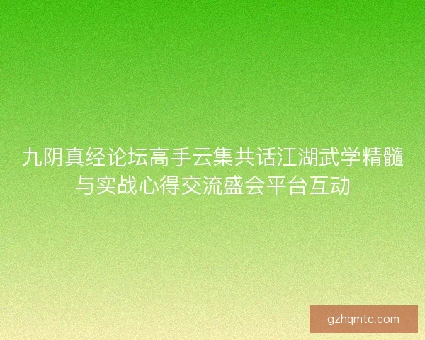 九阴真经论坛高手云集共话江湖武学精髓与实战心得交流盛会平台互动
